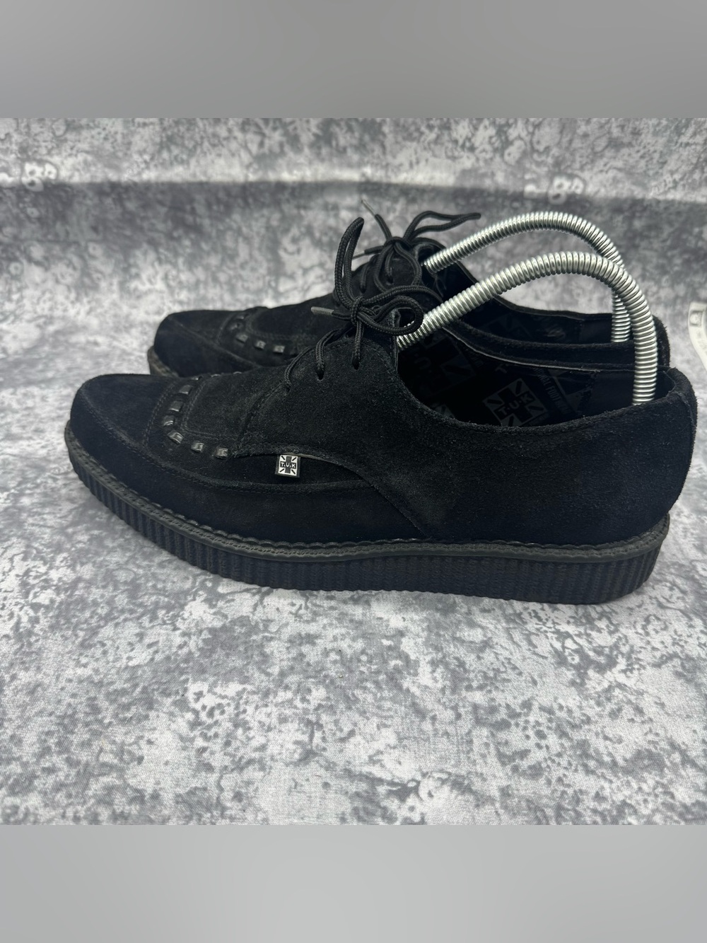 T.U.K Black Suede Platform Creeper Loafers